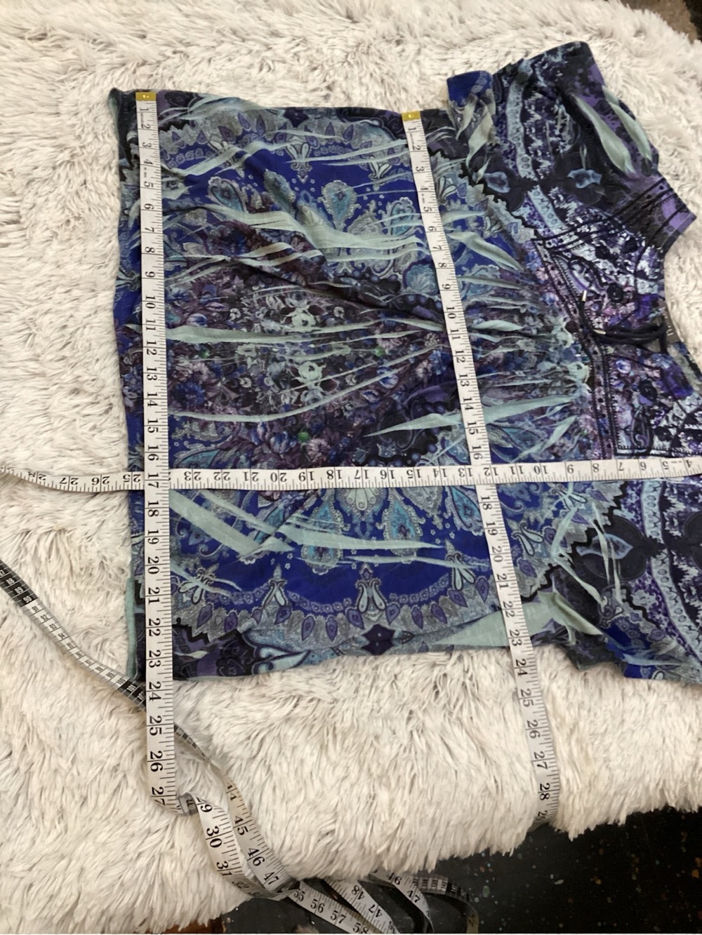Roz & Ali Women’s 1X Paisley Lace Back Peasant Blouse - Picture 5 of 16